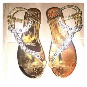Gold rhinestone sandals